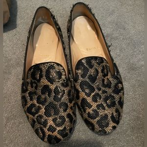 vintage christian louboutin women’s leopard smoking loafers